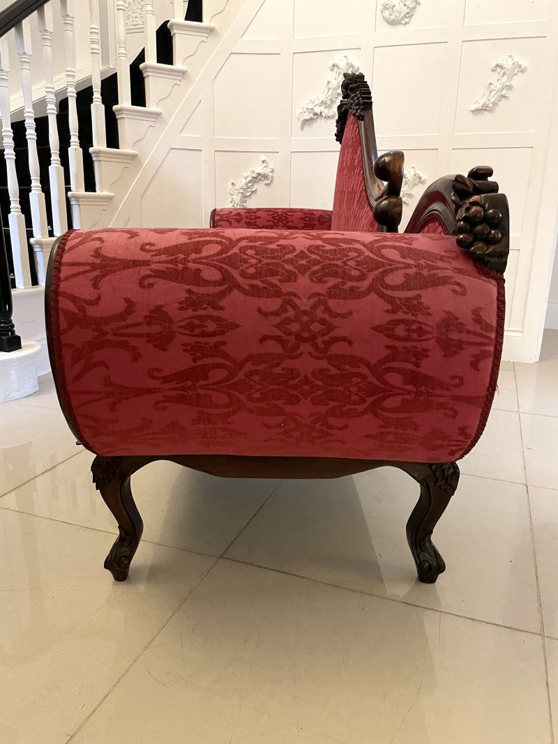 Outstanding Quality Antique Victorian Carved Mahogany Chaise Longue - Image 5